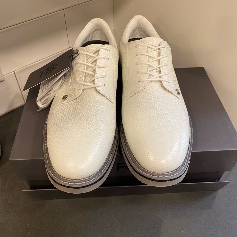 G/FORE Gallivanter White Leather Oxfords Minimalist Design